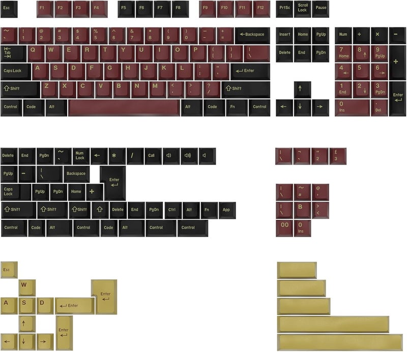 KBDiy 174 Keys Clone Red Samurai Key Caps PBT Double Shot Custom Keycap Set,Keycaps 60 Percent,Cherry Profile Keycaps for GK61/64/68/84/87/100/104/108 Mechanical Keyboard - Image 2